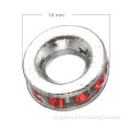New Product For 2015 Wholesale Red Rhinestone Round Shape Alloy Large Hole Beads